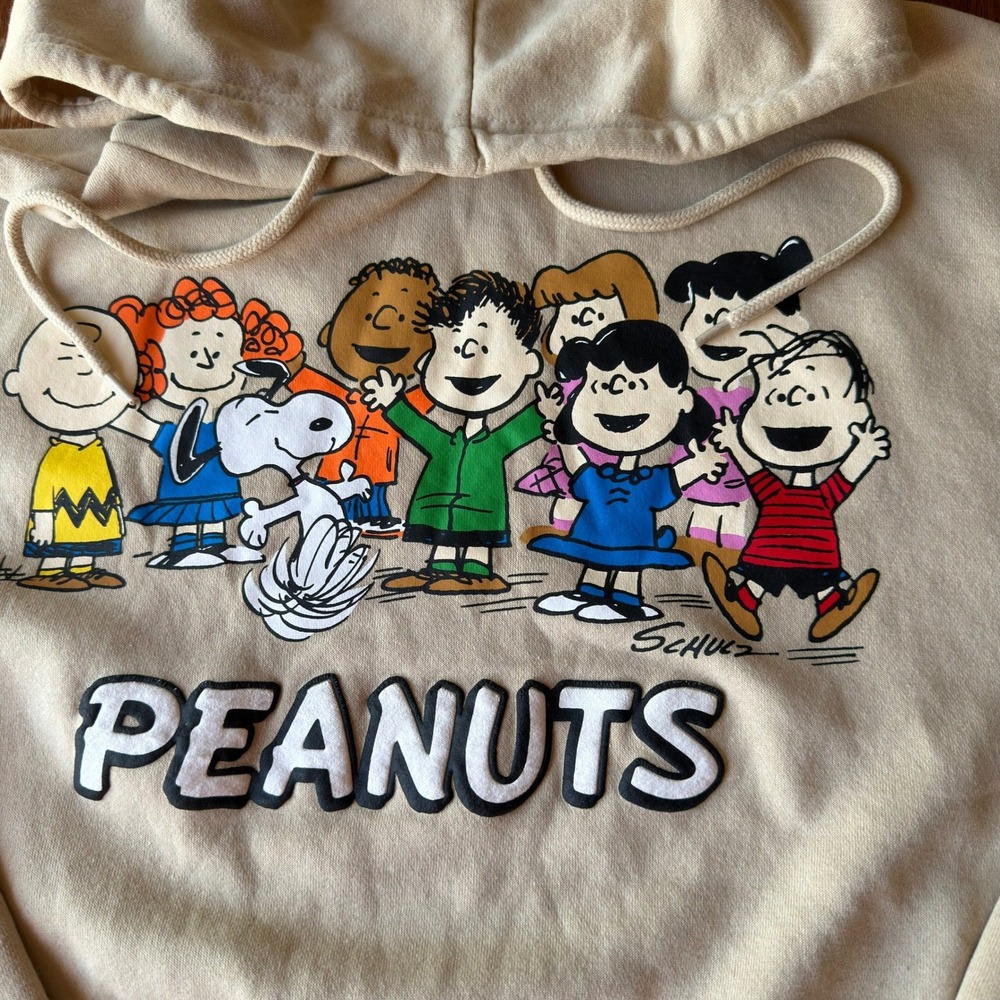 Aeropostale Peanuts Hoodie Graphic Sweatshirt Modern Womens Size Medium Tan - Picture 3 of 6